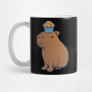 Capybara with Chocolate Chip Muffin on its head Mug